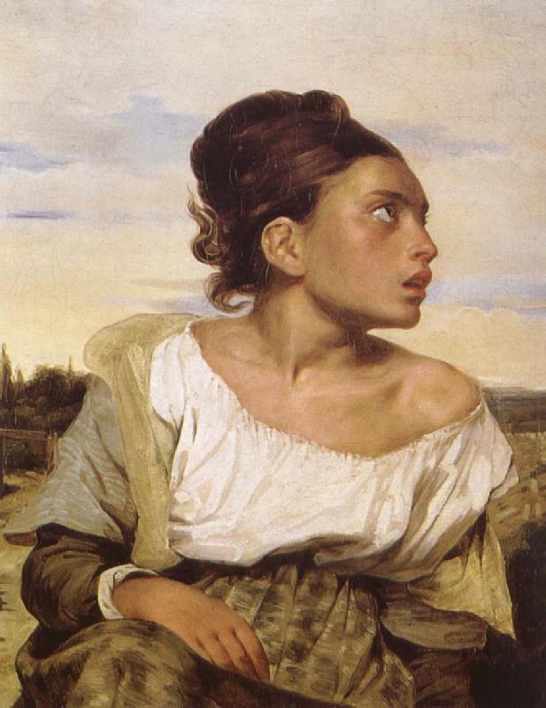 Eugene Delacroix Foraldralos girl pa kyrkogarden oil painting image